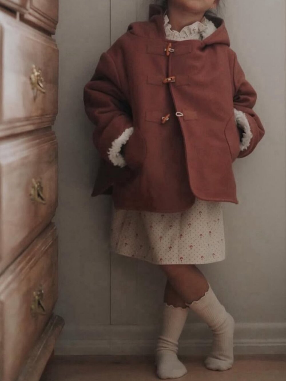 Marsou Paris 4Y Loup Coat sherpa lined wool toggle button coat